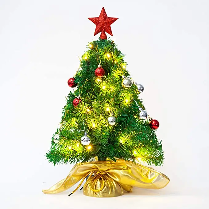 इनडोर मिनी डेस्कटॉप क्रिसमस पेड़ 23 इंच पर्यावरण के अनुकूल ROHS 10 साल के अनुभव अनुकूलित रंग पीवीसी पीई