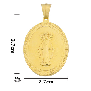 Nuevo Medallón de la Virgen María, Amuleto Católico, Colgante Religioso de Acero Inoxidable, Moneda Ovalada Plateada, Joyería Religiosa - Product Image 5