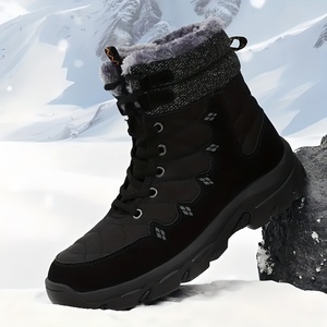 Stivali Invernali da <span class=keywords><strong>Uomo</strong></span> Impermeabili e Caldi <span class=keywords><strong>con</strong></span> Fodera in <span class=keywords><strong>Pelliccia</strong></span>, Antiscivolo <span class=keywords><strong>con</strong></span> Chiusura a Lacci per Escursioni all'Aperto in Clima Freddo - Product Image 2