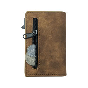 <span class=keywords><strong>Portefeuille</strong></span> pour homme personnalisé, design élégant, en aluminium fin avec blocage RFID, en cuir véritable pour le rangement des cartes de crédit - Product Image 6