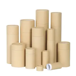 Multifunctional Brown Paper Tube For Candle Perfume Cardboard Cosmetic Paper Tube Container Free Sample