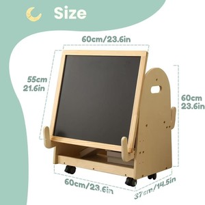 Large Double Sided Wooden Drawing Board for Kids Children's Early Education Multifunction Bookshelf Storage Rack Drawing <strong>Toy</strong> - Product Image 3