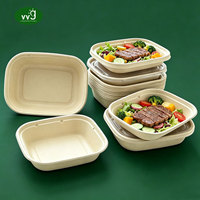Boîte à salade en forme de U biodégradable et écologique VVG, conteneur alimentaire jetable en bagasse de canne à sucre pour emballage à emporter