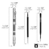 Crayon tactique multifonctionnel en titane, outil d'écriture portable pour l'extérieur, équipement d'autodéfense d'urgence