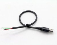 Kabel USB 2.0 Tipe A Male ke 4-Wire Open Cable dengan Pelindung Jalinan Tembaga Murni PVC, Panjang Kustom OEM, Konduktor Tembaga Berlapis Timah, Bersertifikasi CE RHOS