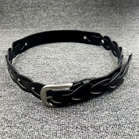 Ceinture noire à motif serpent, déstructurée, en alliage tressé avec boucle ardillon, style punk tendance, pour femme et homme, design unique, style urbain