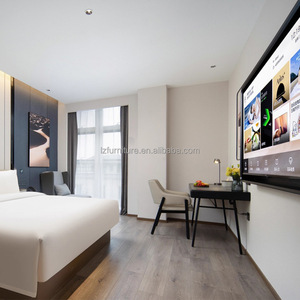 Hotel Twin Bed Custom Cheap Price Fabric Upholstered MDF Single Bed with <b>Headboard</b> Nightstand Bedroom Furniture Manufacturer - Product Image 4