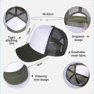 Gorra de camionero bordada en 3D para deportes al aire libre con logotipo personalizado gorra de béisbol de estilo de imagen de 5 paneles con publicidad ajustada de malla lisa en blanco - Product Image 4