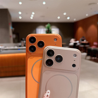 Casing Ponsel Magnetik Kaca Buram AG Warna Asli untuk iPhone 17 Air 16 15 Pro Max 14 13, Mendukung Pengisian Daya Nirkabel, Pelindung Lensa