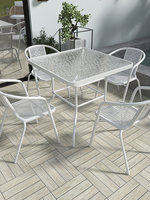 Ensemble bistrot de balcon, une table et deux chaises, moderne, minimaliste, décontracté, pliable, montage facile, structure en fer forgé, blanc