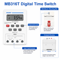 MythEle MB316T AC220V 30A Saklar Waktu Digital Terprogram Mingguan LCD Kontrol Otomatis Manual untuk Penerangan Pompa Pemanas Air