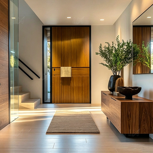 Porte d'entrée double en acier de luxe 2026 pour l'<span class=keywords><strong>extérieur</strong></span>, design moderne en bois pour maisons - Product Image 1