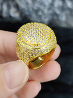 Bague tendance HUIHAI personnalisée en laiton plaqué platine et zircon, style hip-hop, accessoires unisexes pour couple, idéale pour les fêtes
