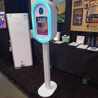iPad Photo Booth dengan Stand Printer, Lampu LED Oval Ring + Lampu Flash Keren dan Payung Soft Light Cocok untuk Pesta Pernikahan