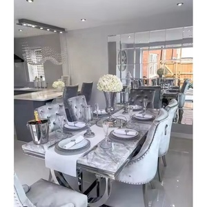 Modern Luxury Kitchen Restaurant Tables and <strong>6</strong> <strong>Chairs</strong> <strong>Sets</strong> <strong>Grey</strong> High End <strong>Dining</strong> Table <strong>Set</strong> for Home - Product Image 5
