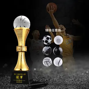 Guangzhou Wholesale Logo Big 3D Laser Engraved Crystal Glass Golf Trophy Custom K9 Crystal Award Golf Trophy With Base