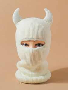 Pasamontañas de punto unisex, <span class=keywords><strong>cubierta</strong></span> de cara completa, calentadores de cuello de invierno, máscara para la cabeza, máscara de esquí estilo cuerno del <span class=keywords><strong>Diablo</strong></span> - Product Image 2