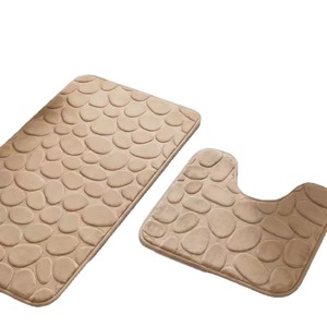 Tapis de bain Cangming en polaire corail absorbant et antidérapant, couleur unie, style moderne et simple, ensemble de tapis de sol pour salle de bain, lavable à la main - Product Image 3