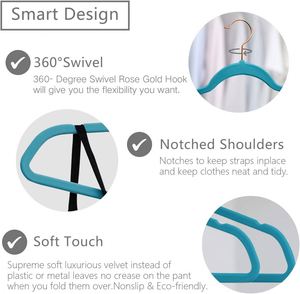 Wholesale Premium Non-Slip 360 Degree Swivel Saving Colorful Design Velvet <b>Hanger</b> Stainless Steel for Children's Wardrobe - Product Image 2