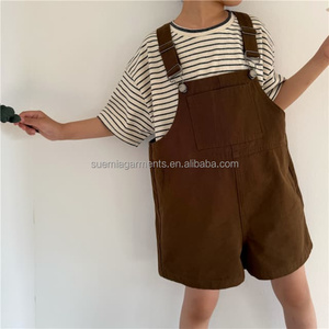 Shorts cargo à bretelles pour bébés et jeunes enfants, 100% coton, avec poches, style mode été, personnalisables en usine, faible MOQ - Product Image 1