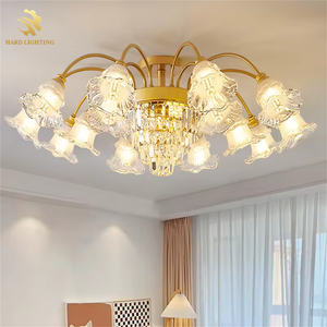 ヨーロッパ中世レトロゴールドクリスタルリビングルーム寝室天井ランプアメリカンクリエイティブマルチヘッド装飾シャンデリア - Product Image 4