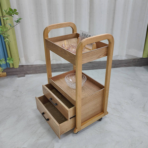 High Quality Hairdressing Styling Salon <b>Tools</b> Cart Modern Wooden Salon Trolley with Wheels - Product Image 5