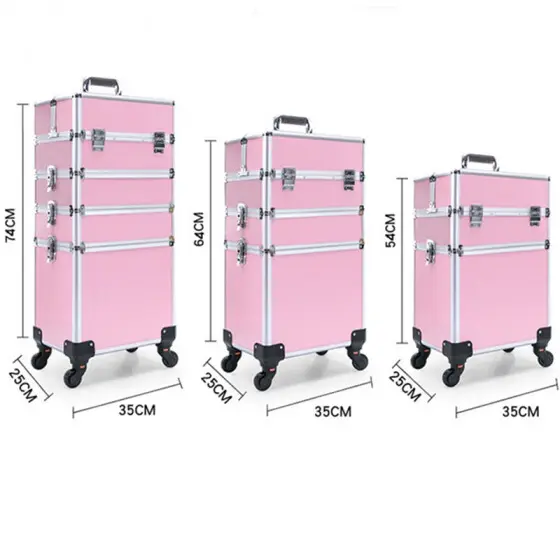 Makeup Suitcase Professional China Aluminum Cases Trolley Makeup Box Rolling Beauty Case Professional Luggage Suitcase Universal Wheels 4 In 1 Style