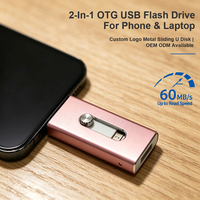 Clé USB 2.0 en alliage d'aluminium 2-en-1, nouvelle et la plus vendue, avec capacité de 1 Go à 256 Go et cryptage, garantie de 2 ans