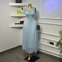 HK75767 Robes d'automne pour femmes, vente chaude, décontractées et élégantes, col rond, manches courtes, ajustées, froncées, en dentelle, avec robe intérieure