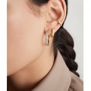 ต่างหูห่วงใหญ่ทรงเพชร Bold Pav สีขาวและโรสโกลด์ ประดับโอปอลและมุก รูปหัวใจ สไตล์ศาสนา เหมาะสำหรับเป็นของขวัญ - Product Image 1