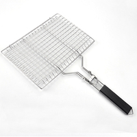 Panier de barbecue en acier inoxydable, panier de cuisson portable de grande taille avec poignée amovible pour le camping en plein air, légumes, poisson