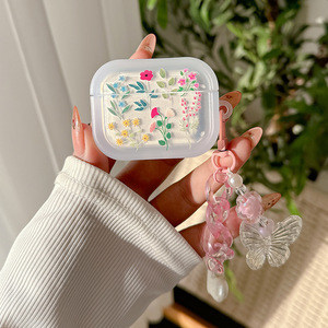 Pour Airpods 1 <span class=keywords><strong>2</strong></span> 3 <span class=keywords><strong>Pro</strong></span> <span class=keywords><strong>2</strong></span> 4 antichoc anti-rayures fleur imprimé doux Tpu Anti chute clair étuis de protection - Product Image 3