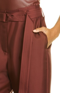 <span class=keywords><strong>Pantaloni</strong></span> da <span class=keywords><strong>donna</strong></span> <span class=keywords><strong>marroni</strong></span> con cintura larga a vita alta plissettata Casual produttore personalizzato - Product Image 3