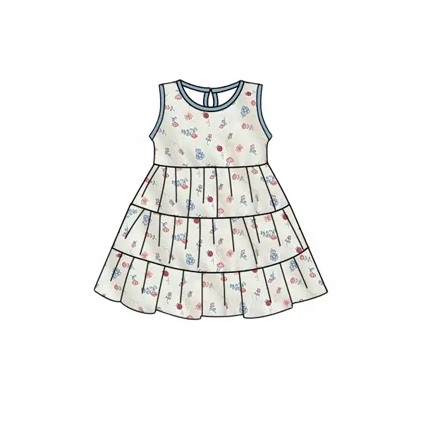Artículos de pedido anticipado al por mayor vestidos de niñas ropa de bebé rosa mariposa niña vestido de verano Boutique ropa de niñas