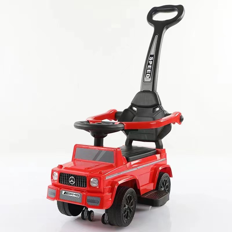 Garde-corps rouge + poignée de poussée avec roues pivotantes