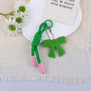 PU Leather Key Chain Exquisite Bowknot Design High Quality Stainless Steel <b>Keyring</b> New Fashionable Backpack Decoration - Product Image 6