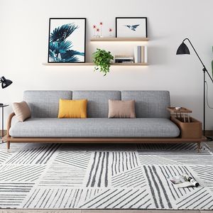 أريكة غرفة معيشة من الخشب الصلب على الطراز الاسكندنافي، أريكة حديثة من قماش وخشب الدردار، أثاث غرفة معيشة على الطراز الياباني متعدد الوظائف - Product Image 2