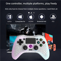 Pengontrol Game Nirkabel P4 dengan Lampu RGB, Gamepad Gaming yang Kompatibel dengan IOS, Android, dan PC