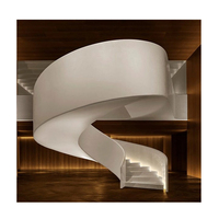 Haute qualité rouge chêne bois bande de roulement arc droit moderne cercle incurvé rond escalier Villa intérieur interne circulaire escaliers