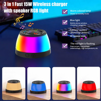 Support de téléphone intelligent Factory AFY premium GY-Y01, station de charge rapide 15W, lampe RGB colorée, haut-parleur, chargeur sans fil pour téléphone portable