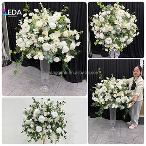 Bolas de Flores Artificiales LEDA, Elegantes Rosas Blancas y Hierba Verde, Hechas a Mano, Centro de Mesa para Bodas, Decoración Floral Suave para Bodas - Product Image 2