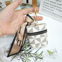 Nouvel Organisateur de Clés et de Pièces en PU, Étui pour Écouteurs, Mini Pochette à Rouge à Lèvres, Porte-clés Portable à Motif Géométrique Frais et Doux