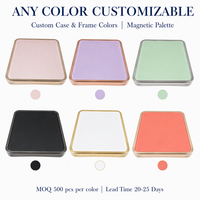 Boîtier de palette de maquillage OEM écologique, rectangulaire, rose, avec cadre doré, en ABS, moulé par injection électrolytique, personnalisable avec logo, vide, pour fard à joues