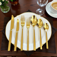 Ensemble de couverts de luxe en acier inoxydable de haute qualité, durable, résistant au lave-vaisselle, couleur or, pour restaurant, mariage, table