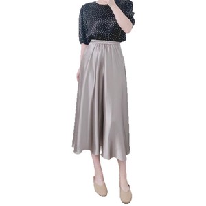 2025 nouveau Style soie mûrier soie jupe grande jupe grande taille demi-longueur taille haute mi-longue couleur unie Satin <span class=keywords><strong>parapluie</strong></span> jupe - Product Image 5