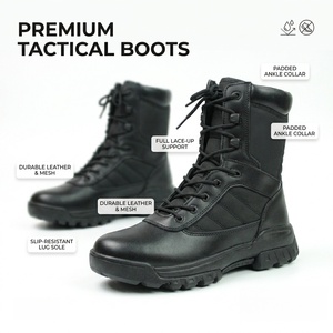 Bottes tactiques de randonnée et d'escalade pour hommes, en cuir noir, anti-chocs, antidérapantes, pour l'entraînement en extérieur – Prix usine - Product Image 1