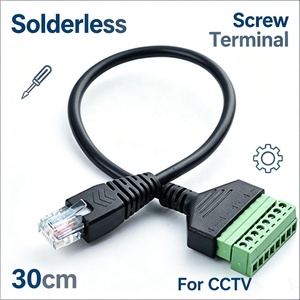 <span class=keywords><strong>Cable</strong></span> de Extensión Premium RJ45 Macho sin Soldadura con Bloque de Terminales de Tornillo de 8 Pines, 30cm, OD4.0mm, Cubierta de PVC de Cobre Puro para Cámara CCTV DVR - Product Image 1