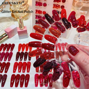 Karanlıkta <span class=keywords><strong>Glow</strong></span> serisi Glitter seti jel lehçe kapalı islatın 15 renk köpüklü yansıtıcı etkisi Glitter jel oje - Product Image 1