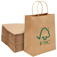 100% 재활용 친환경 강화 핸들 공예 종이 가방, 사용자 정의 인쇄 로고 솔리드 내구성 하단 갈색 크래프트 종이 가방.