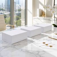 Boîte en carton pliable blanche avec fermeture magnétique, réduction de 80% des frais d'expédition, emballage en carton rigide de luxe pour matériaux recyclés